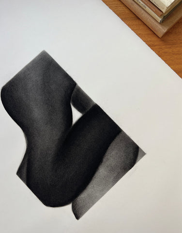 UNDER THE TABLE - CHARCOAL ON PAPER
